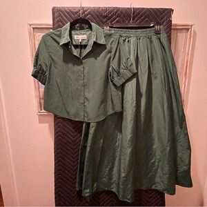 Zara Green Midi Skirt Set